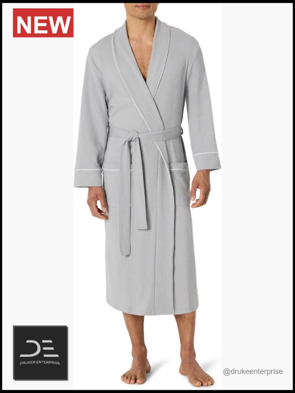 Men's Lightweight Cotton Waffle Bathrobe Big & Tall Relaxed Fit